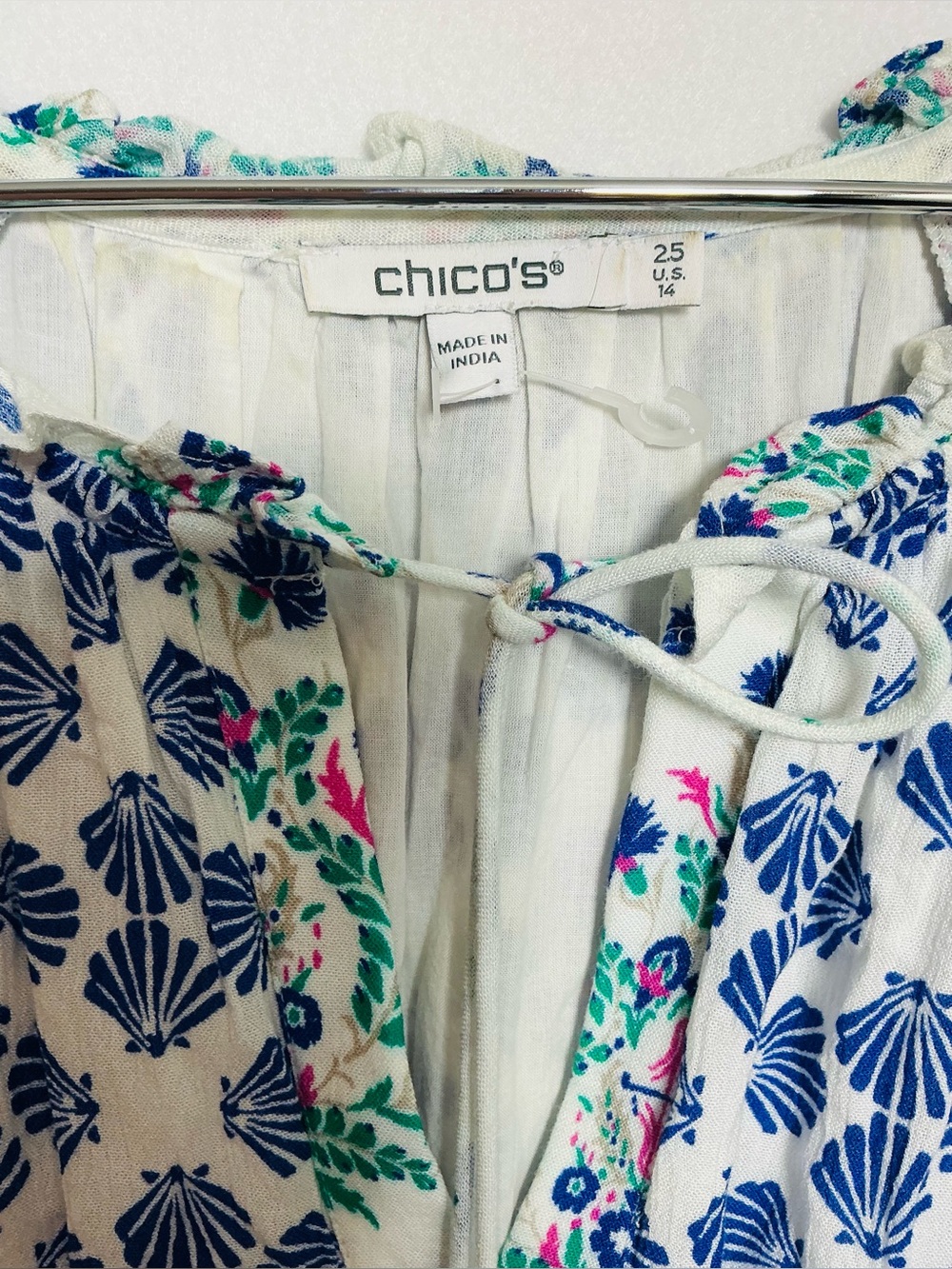 Chico’s Boho Floral Print Maxi Dress - Fits L/14) - Tassel Accents - Picture 6 of 13
